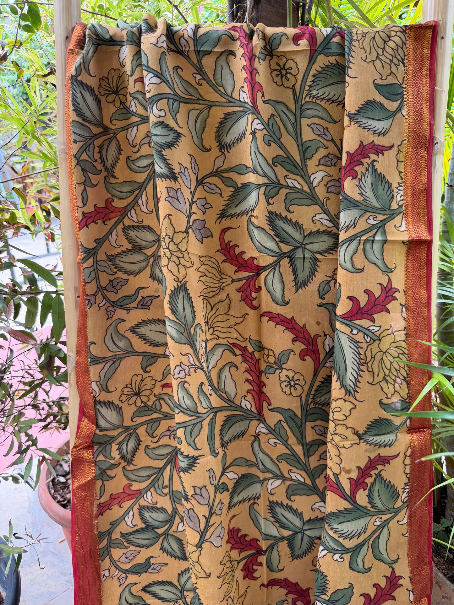 Bangalore silk penkalamkari dupatta