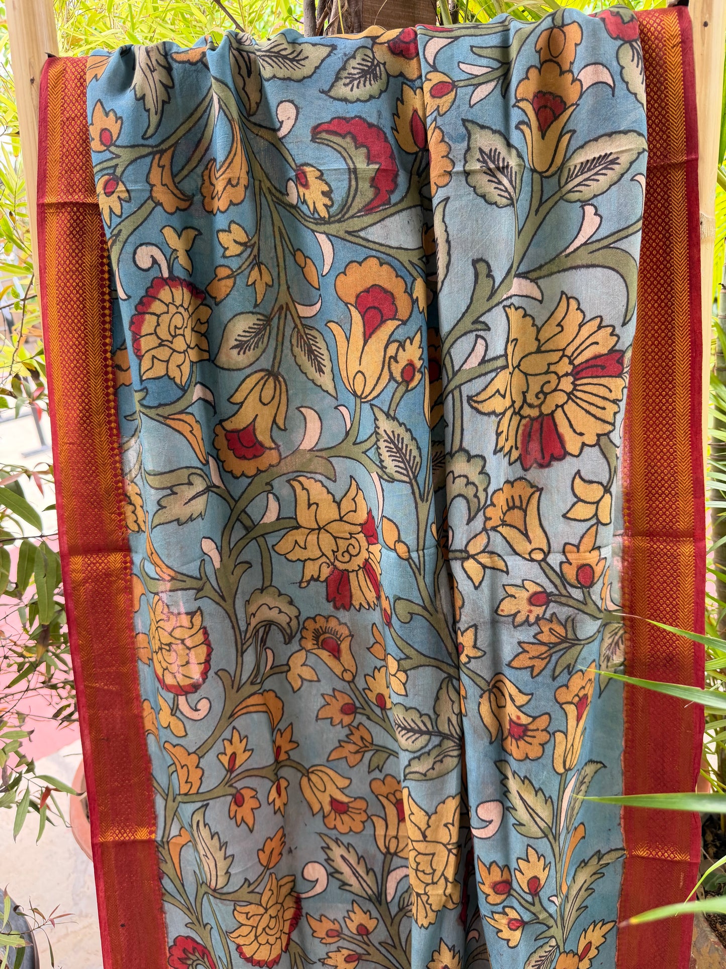 Bangalore silk penkalamkari dupatta