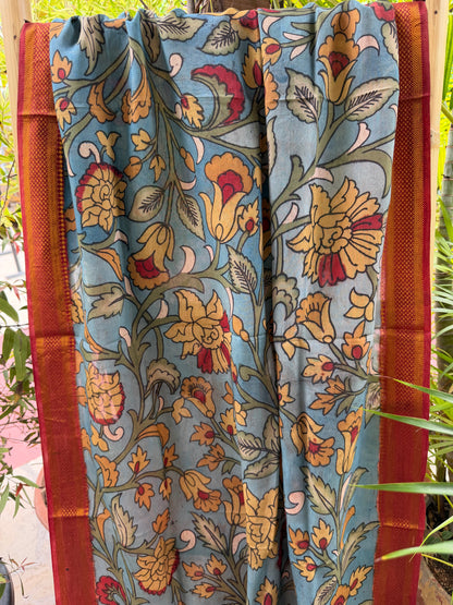 Bangalore silk penkalamkari dupatta