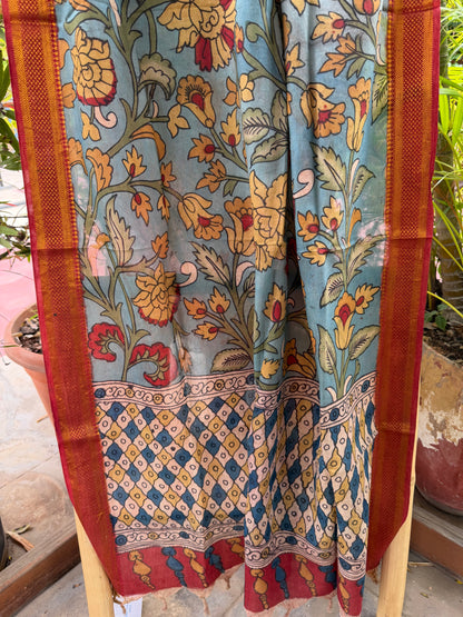 Bangalore silk penkalamkari dupatta