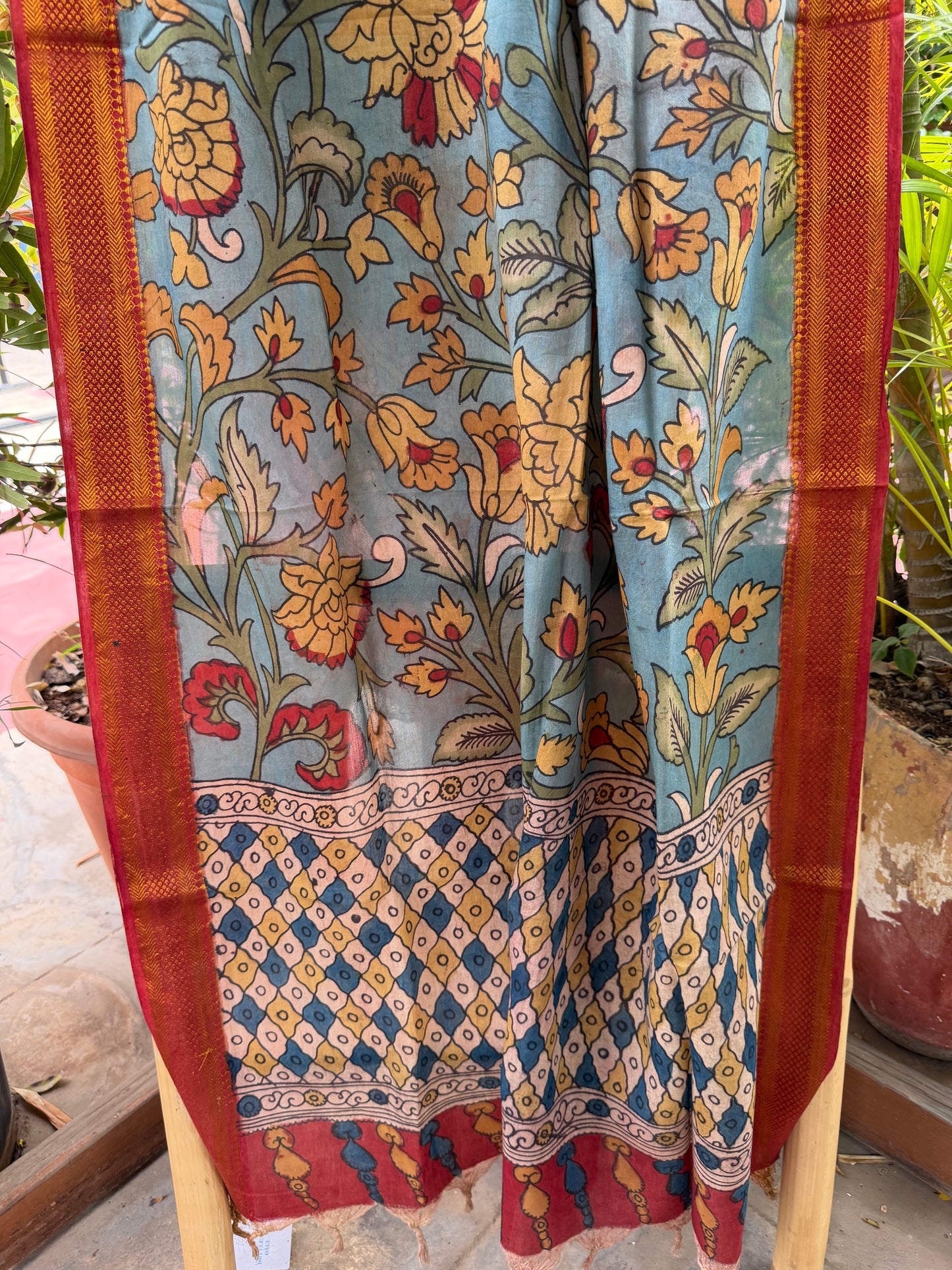 Bangalore silk penkalamkari dupatta