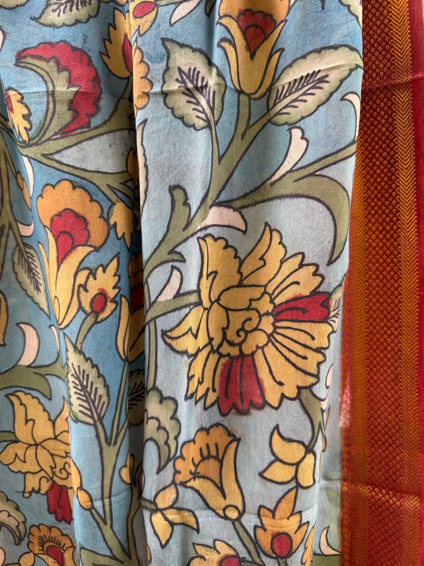 Bangalore silk penkalamkari dupatta