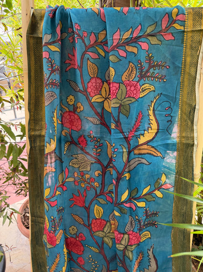 Bangalore silk penkalamkari dupatta