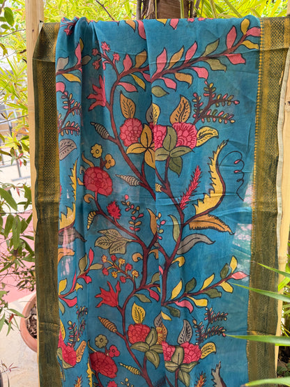 Bangalore silk penkalamkari dupatta