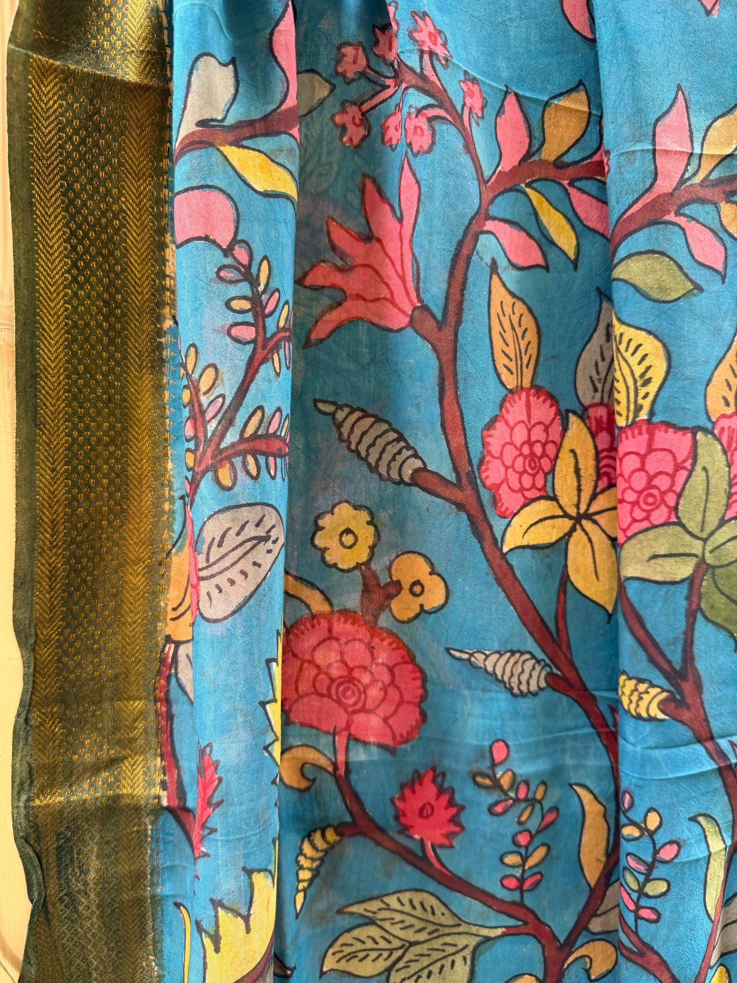 Bangalore silk penkalamkari dupatta