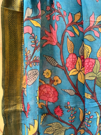Bangalore silk penkalamkari dupatta