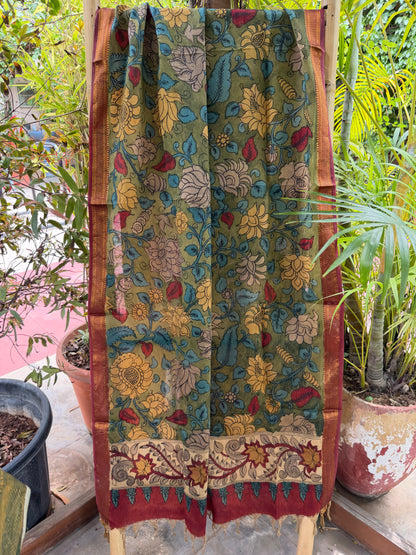 Bangalore silk penkalamkari dupatta