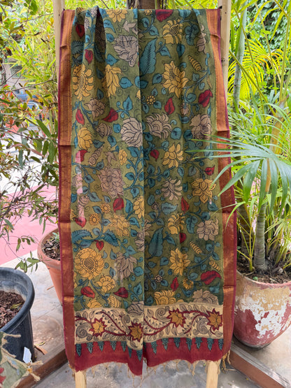 Bangalore silk penkalamkari dupatta