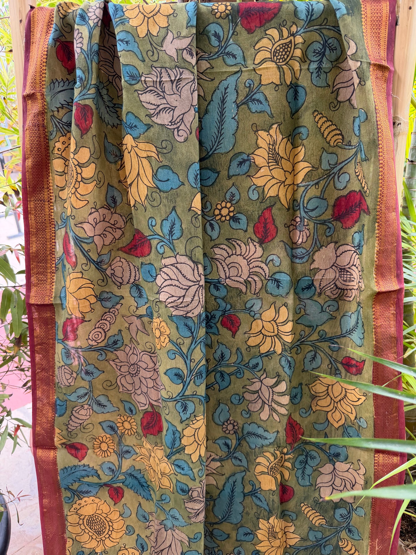 Bangalore silk penkalamkari dupatta