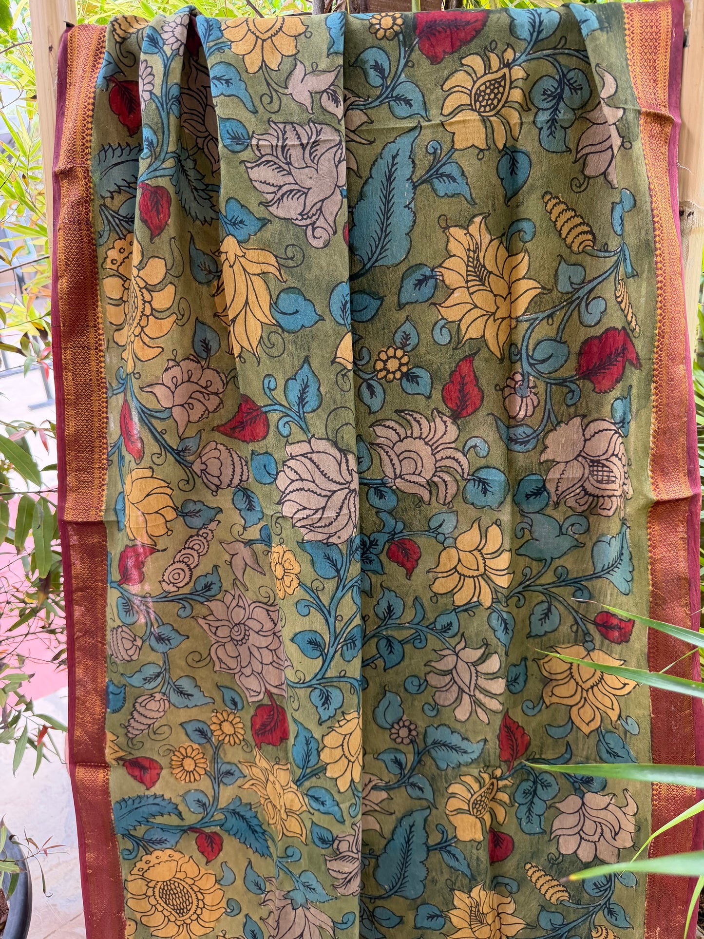 Bangalore silk penkalamkari dupatta
