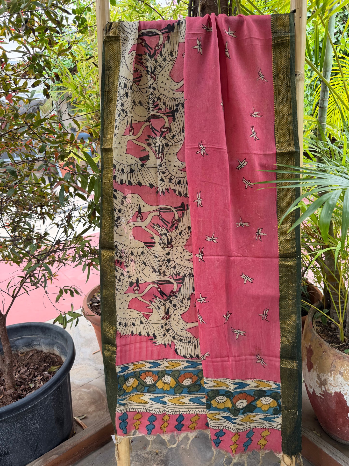 Bangalore silk penkalamkari dupatta