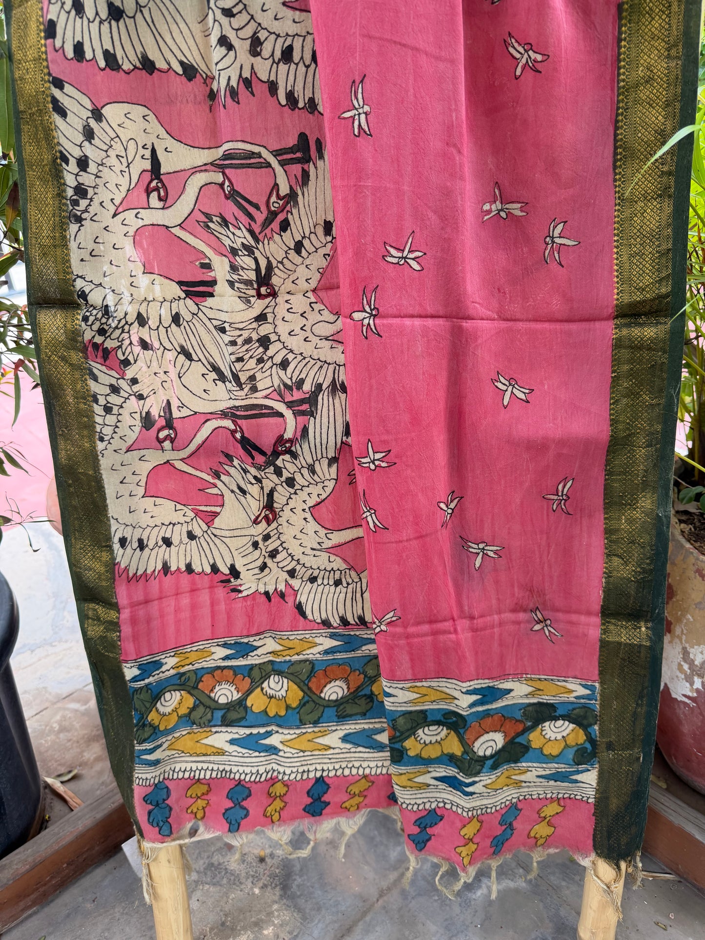 Bangalore silk penkalamkari dupatta