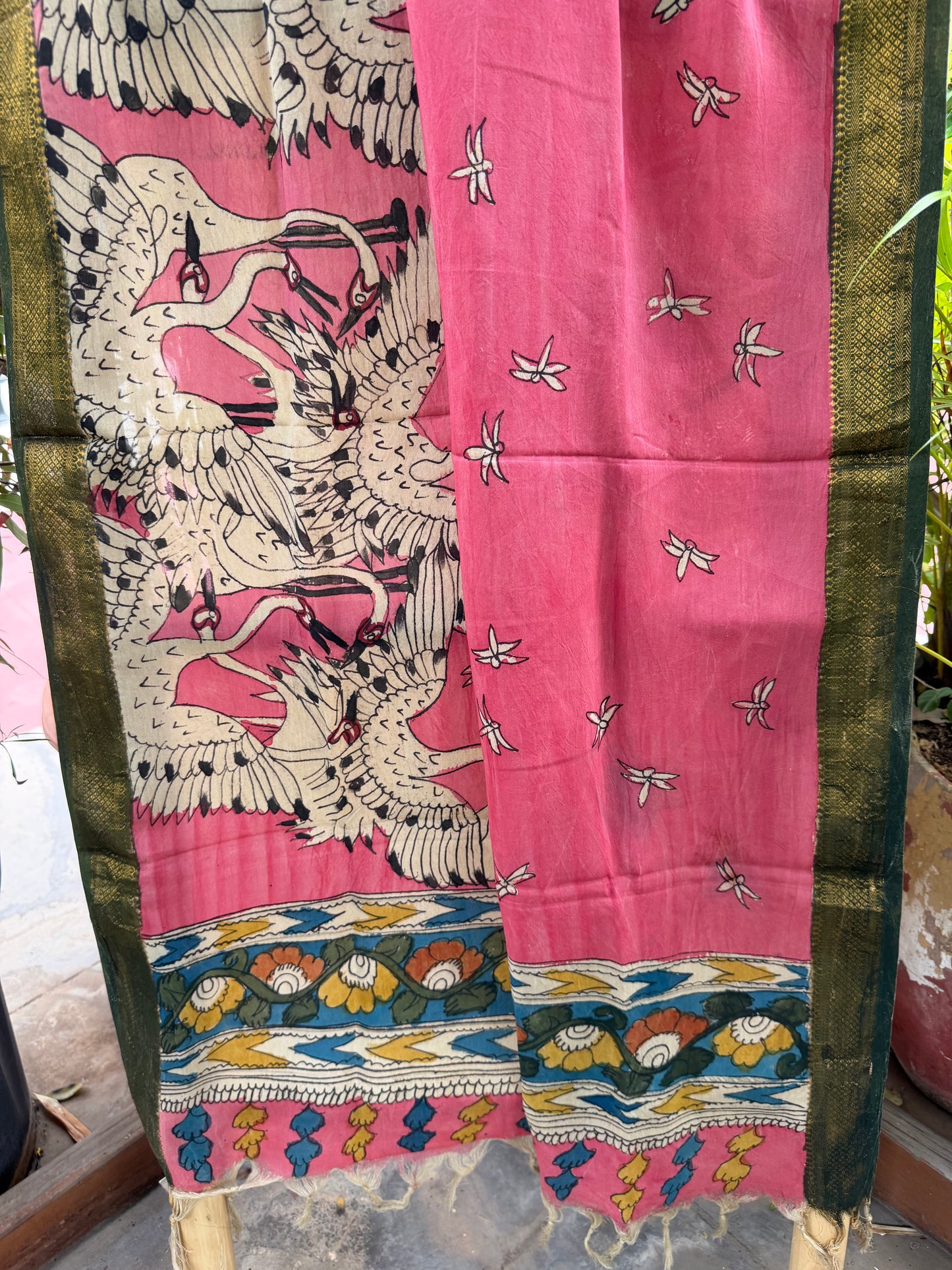 Bangalore silk penkalamkari dupatta