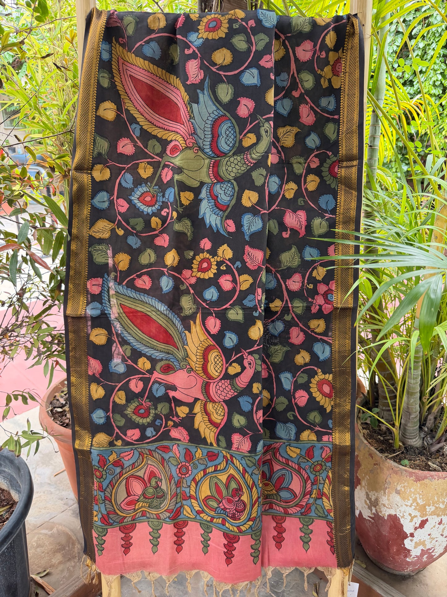 Bangalore silk penkalamkari dupatta