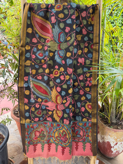 Bangalore silk penkalamkari dupatta