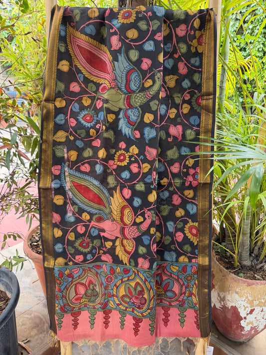 Bangalore silk penkalamkari dupatta