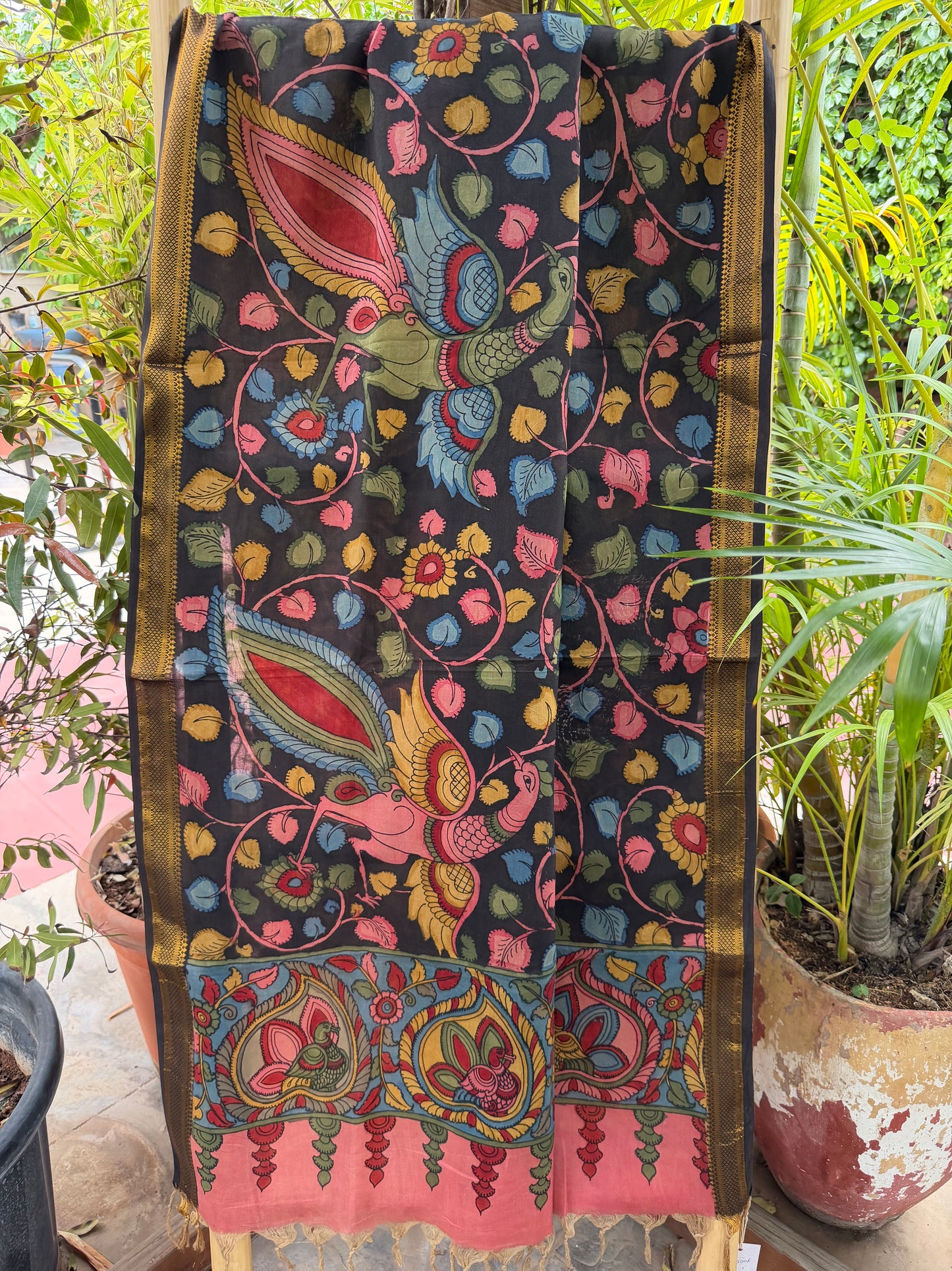 Bangalore silk penkalamkari dupatta