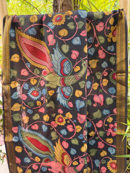 Bangalore silk penkalamkari dupatta