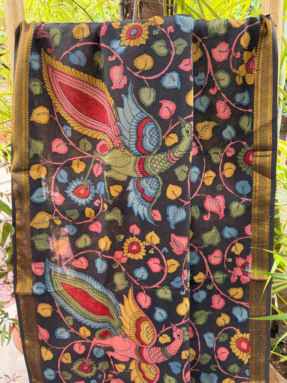 Bangalore silk penkalamkari dupatta