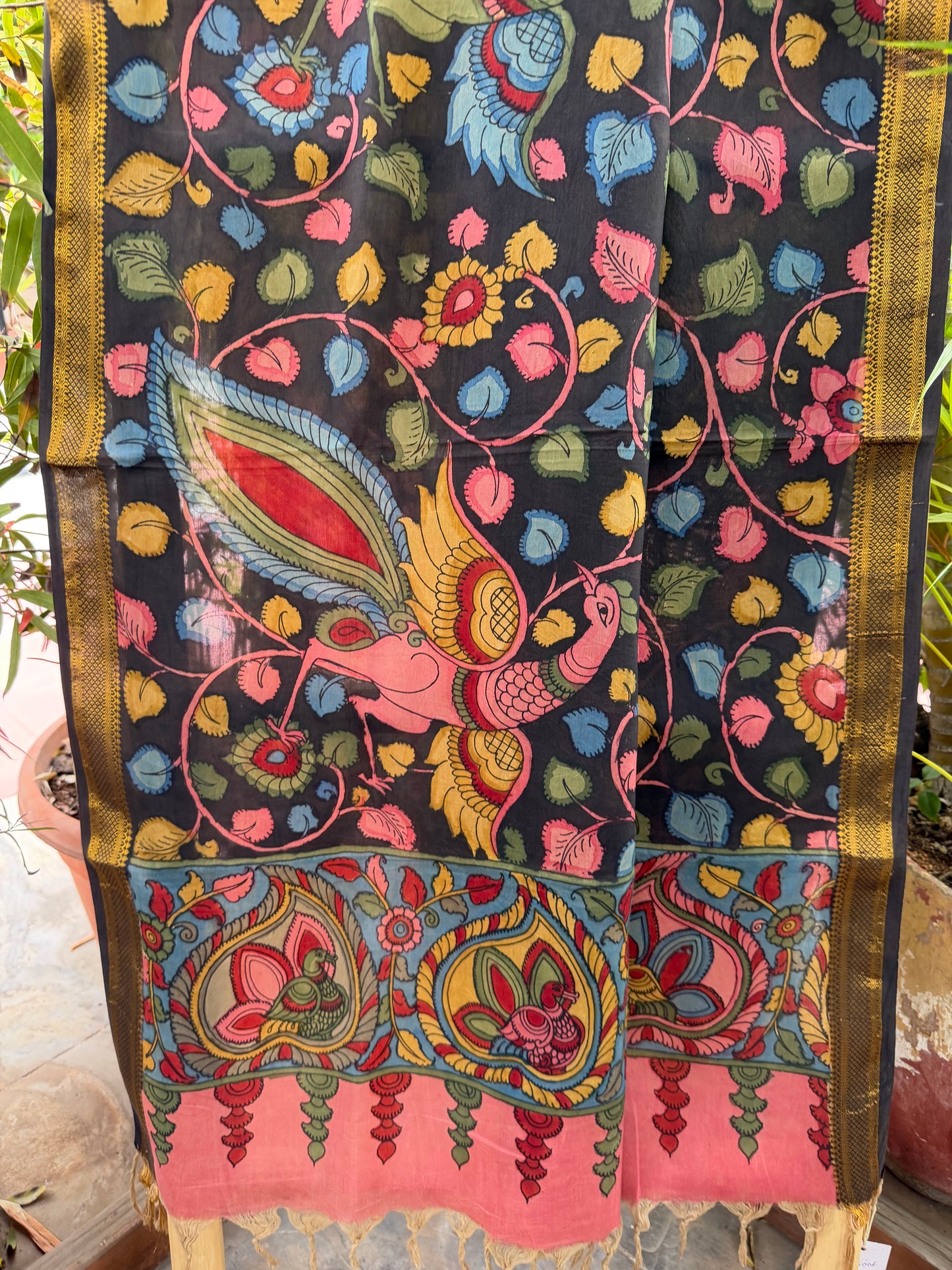 Bangalore silk penkalamkari dupatta