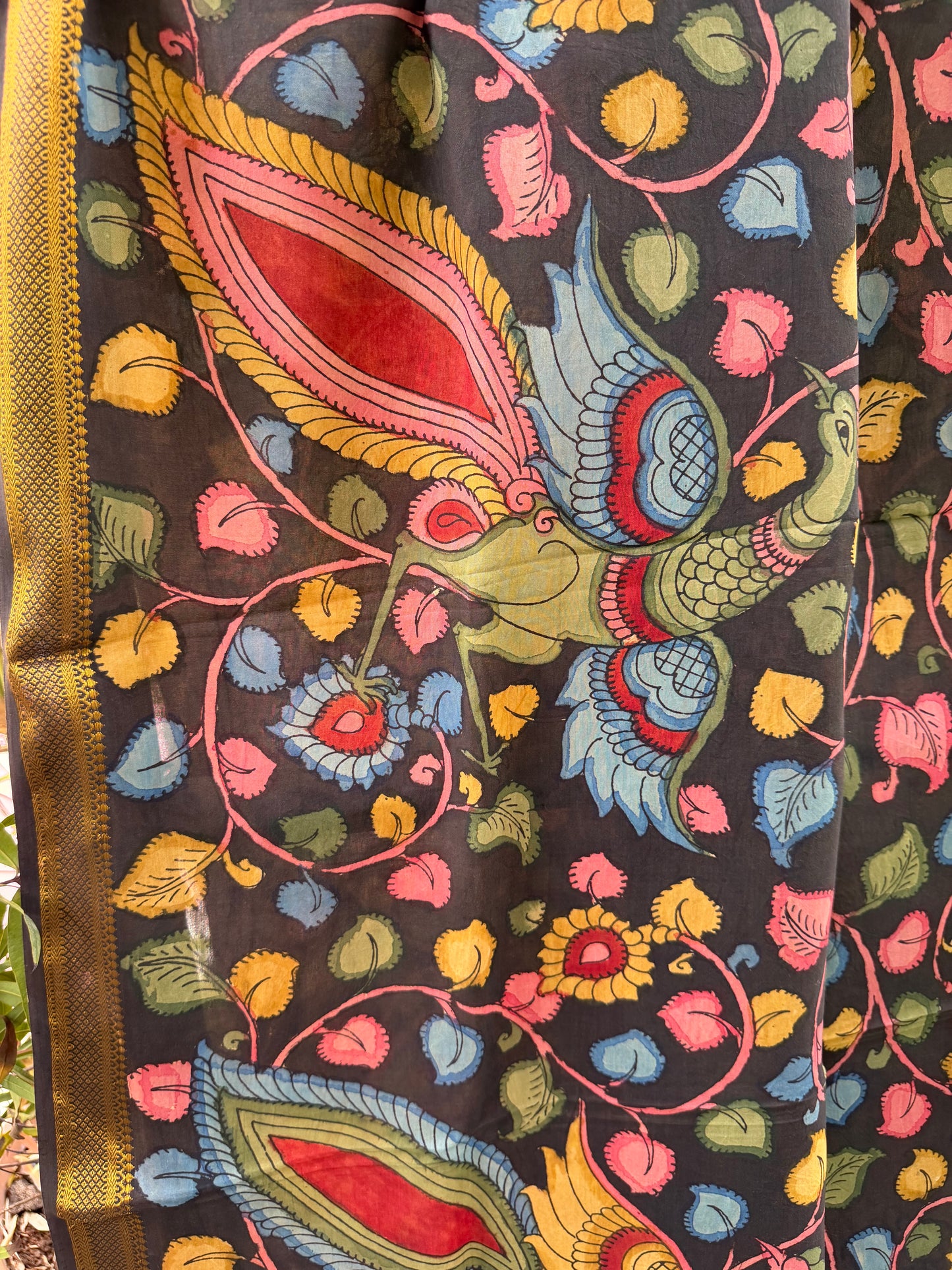 Bangalore silk penkalamkari dupatta