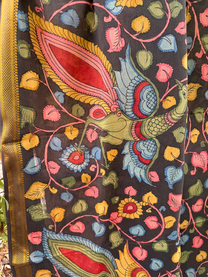 Bangalore silk penkalamkari dupatta
