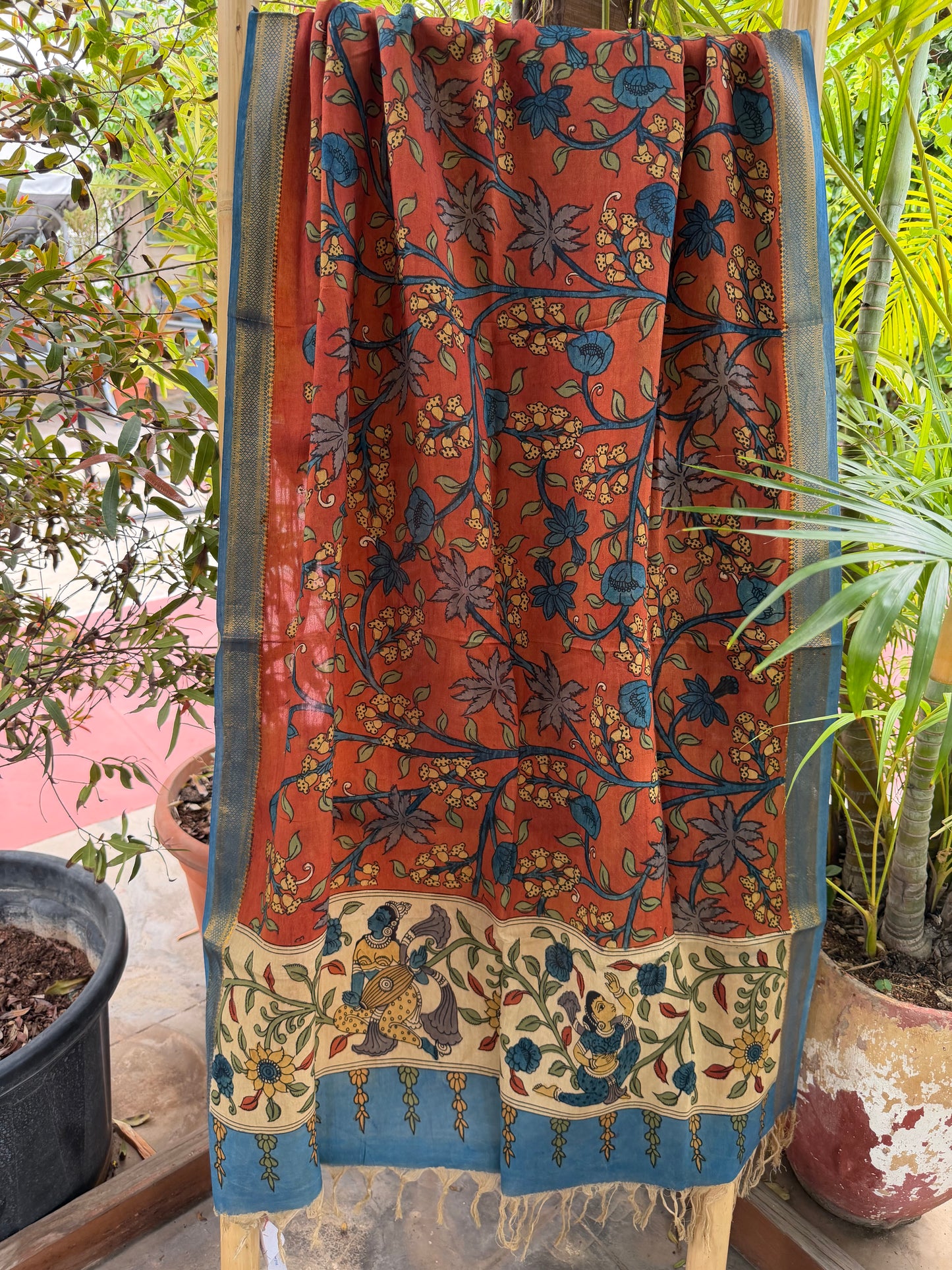 Bangalore silk penkalamkari dupatta