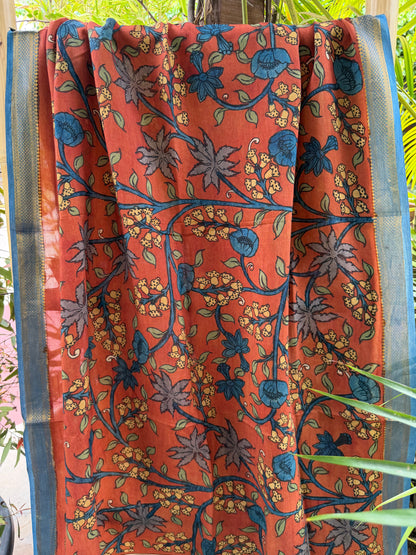 Bangalore silk penkalamkari dupatta