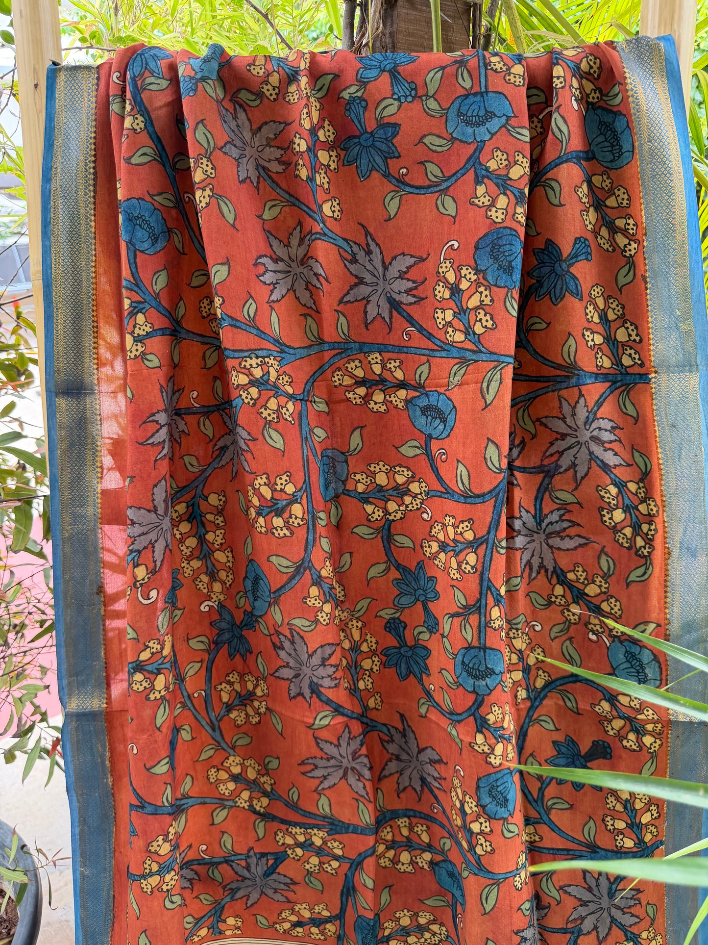 Bangalore silk penkalamkari dupatta