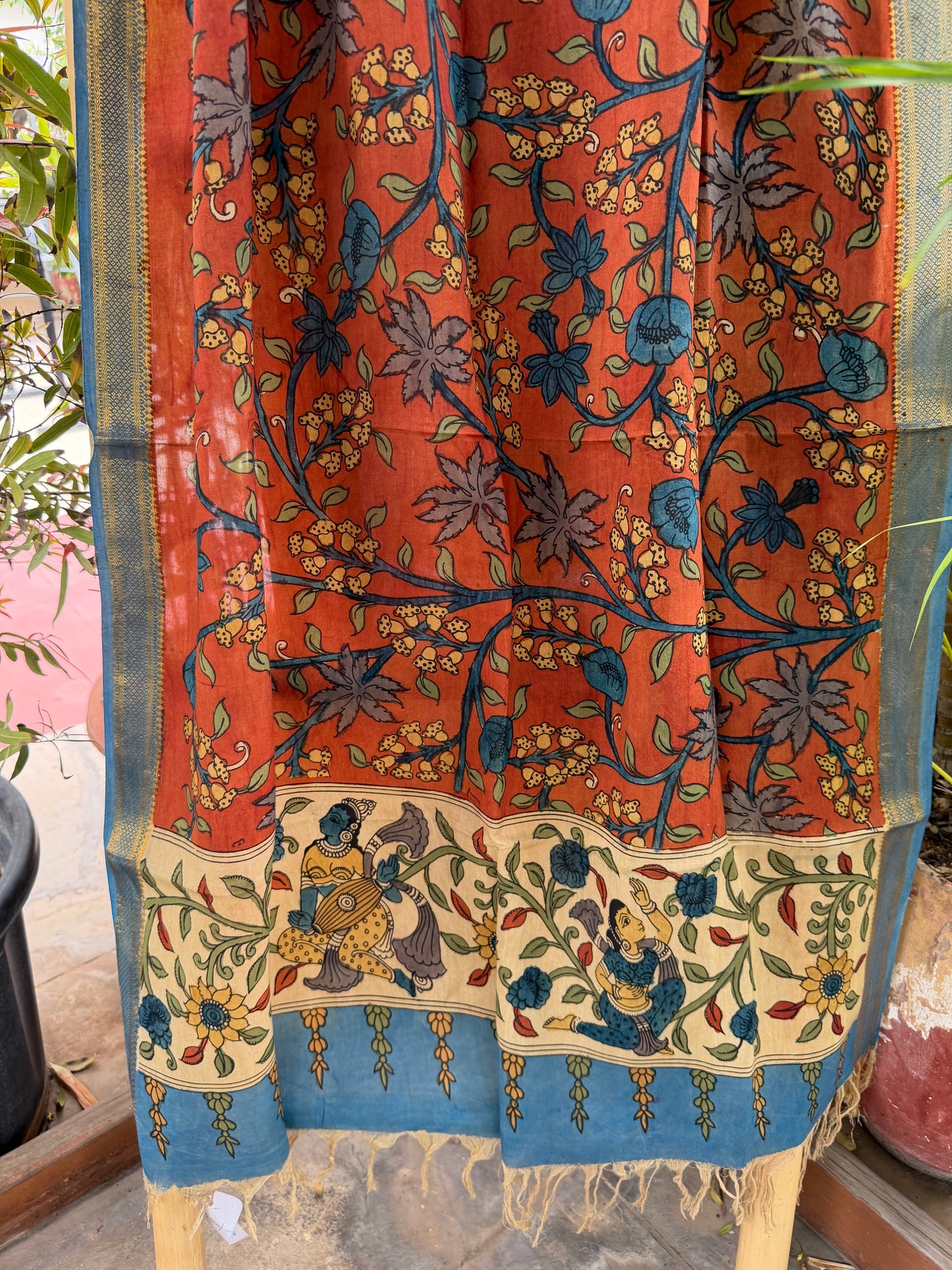 Bangalore silk penkalamkari dupatta