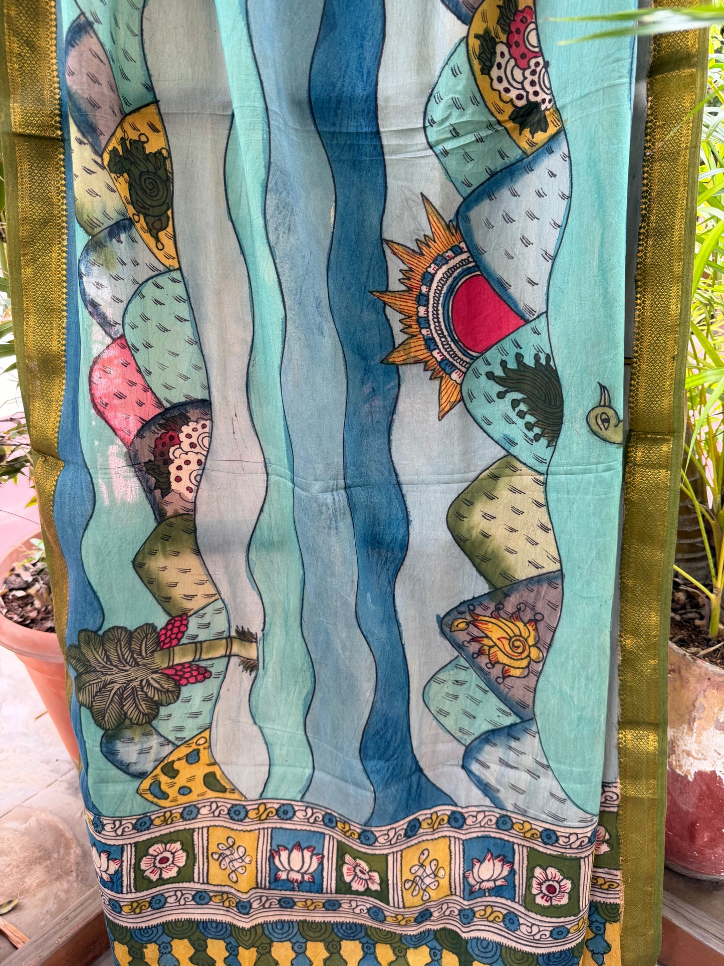 Bangalore silk penkalamkari dupatta