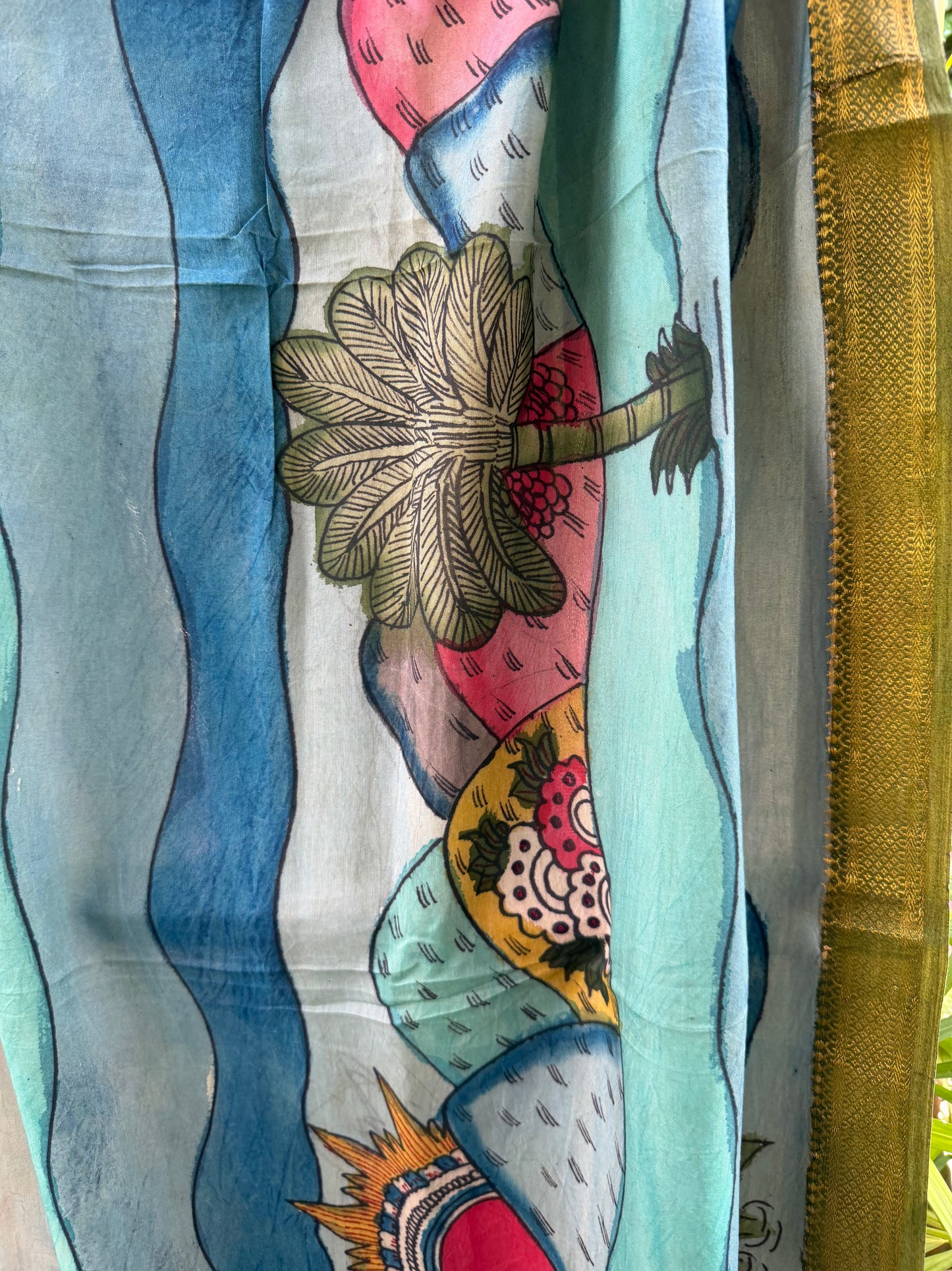Bangalore silk penkalamkari dupatta
