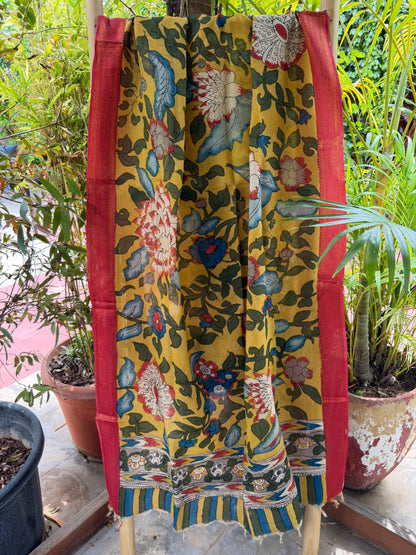 Bangalore silk penkalamkari dupatta