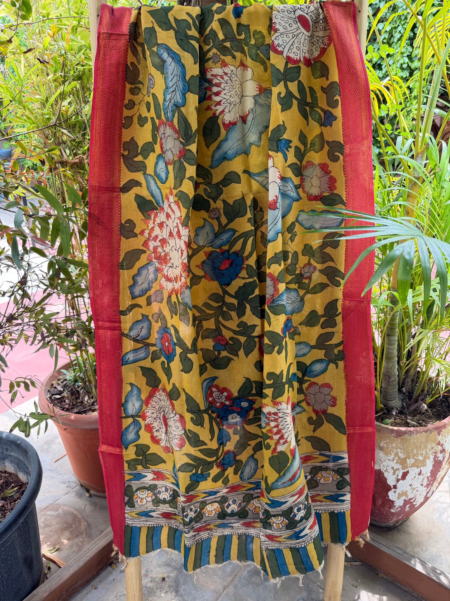Bangalore silk penkalamkari dupatta