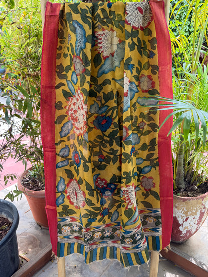 Bangalore silk penkalamkari dupatta