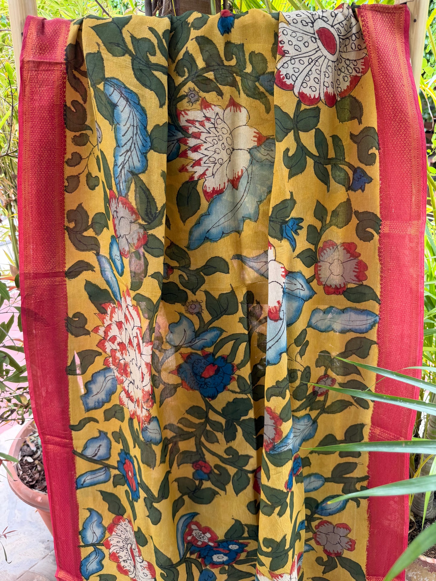 Bangalore silk penkalamkari dupatta