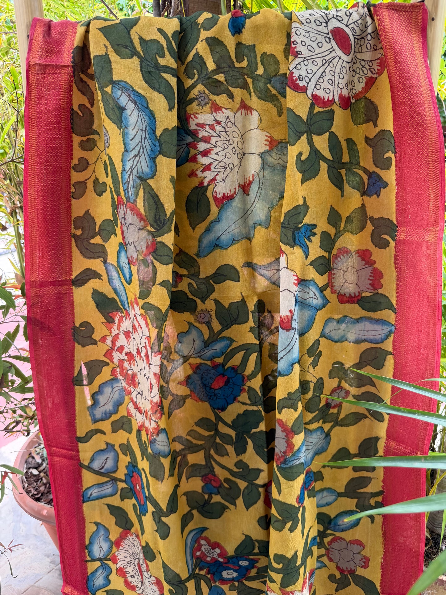 Bangalore silk penkalamkari dupatta