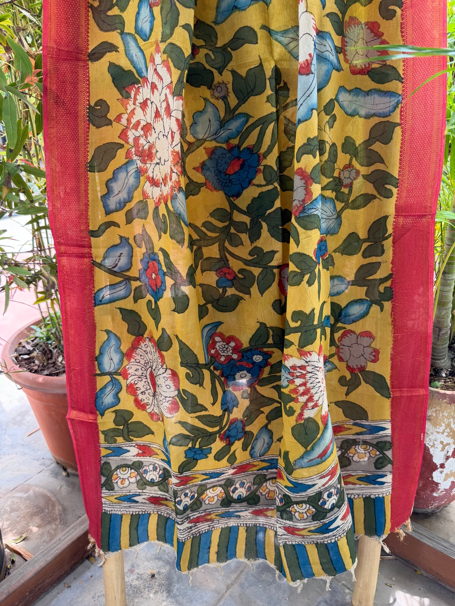 Bangalore silk penkalamkari dupatta