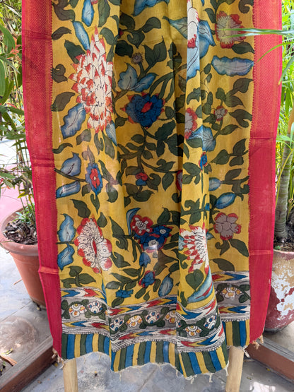 Bangalore silk penkalamkari dupatta