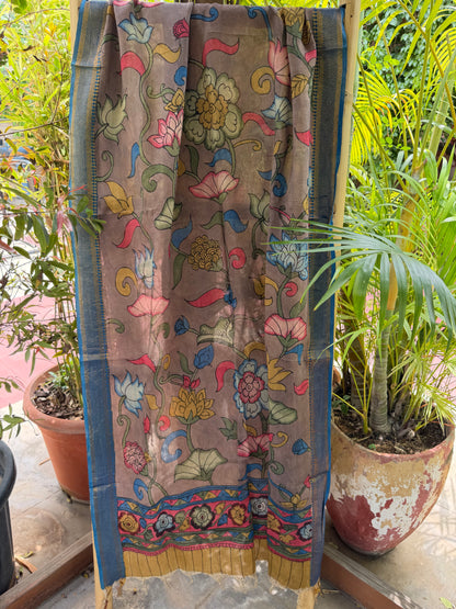 Bangalore silk penkalamkari dupatta