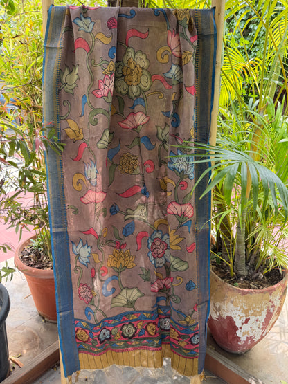 Bangalore silk penkalamkari dupatta