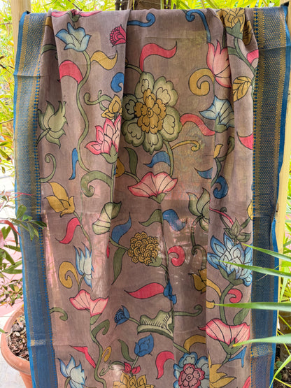Bangalore silk penkalamkari dupatta