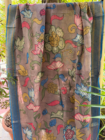 Bangalore silk penkalamkari dupatta