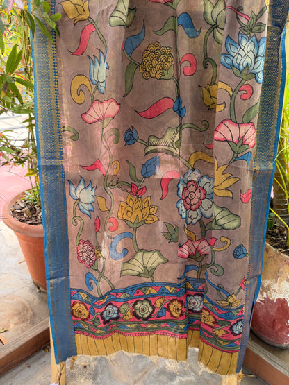 Bangalore silk penkalamkari dupatta