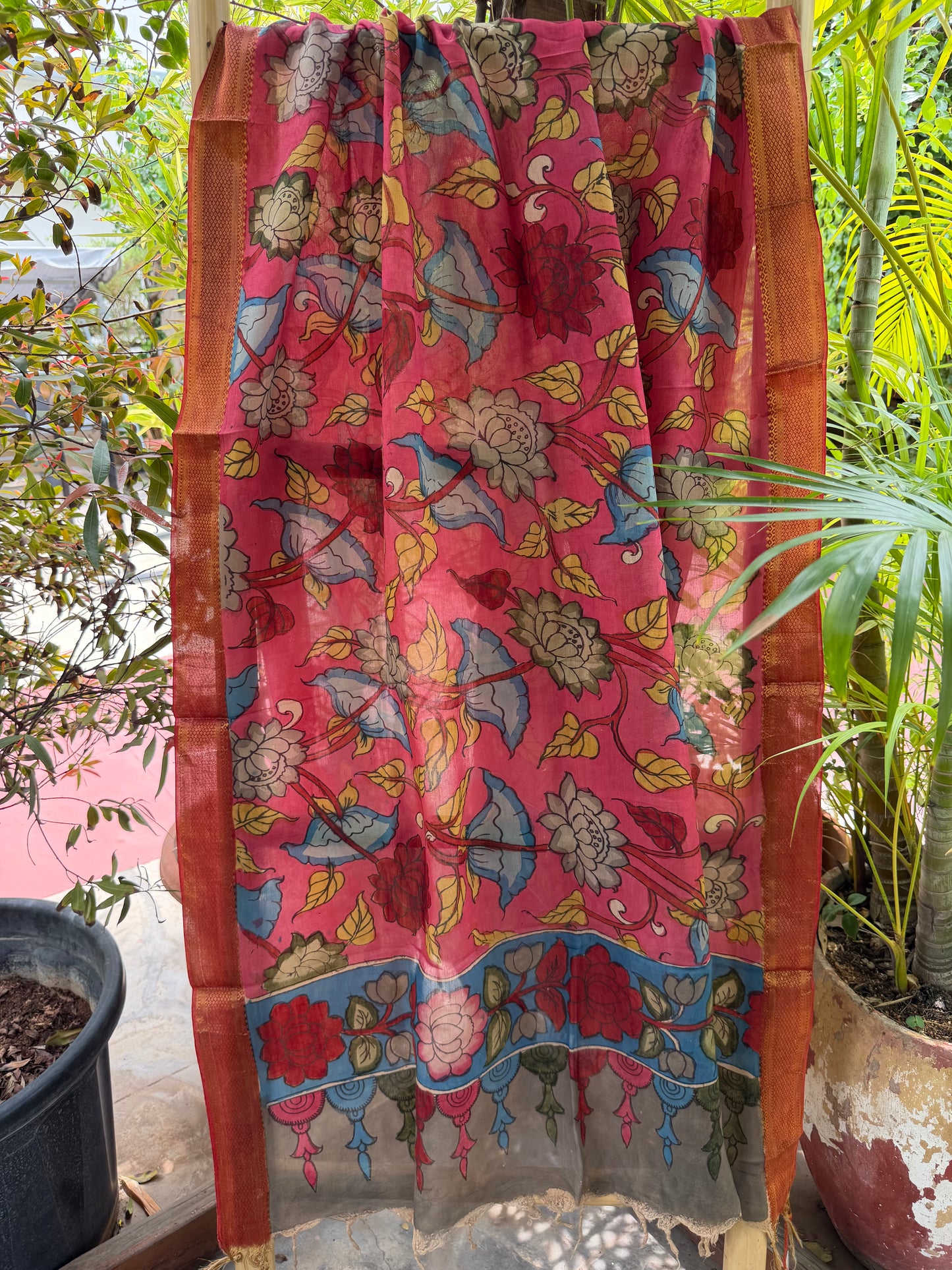 Bangalore silk penkalamkari dupatta