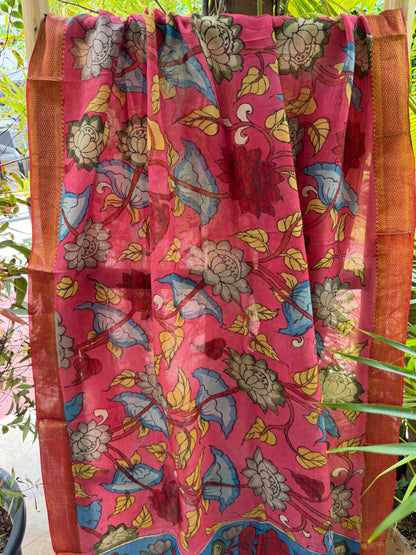 Bangalore silk penkalamkari dupatta