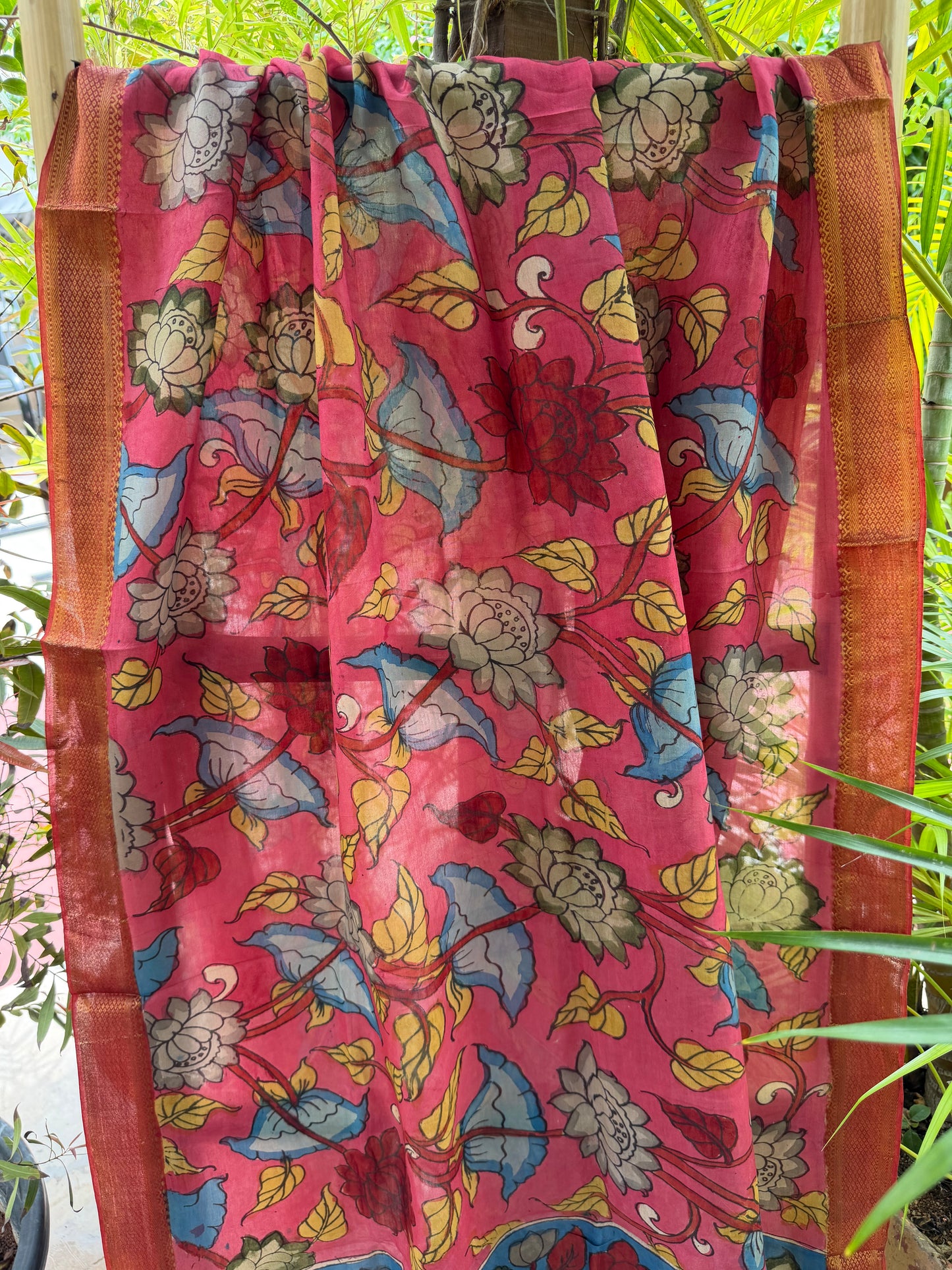 Bangalore silk penkalamkari dupatta