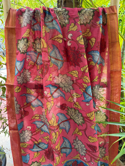 Bangalore silk penkalamkari dupatta