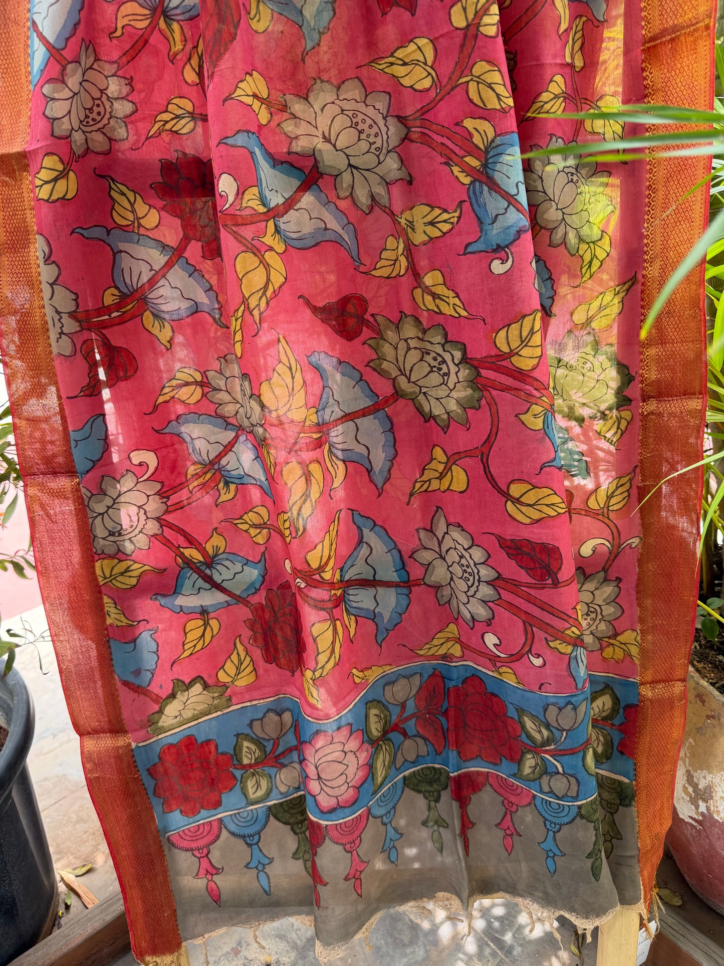 Bangalore silk penkalamkari dupatta