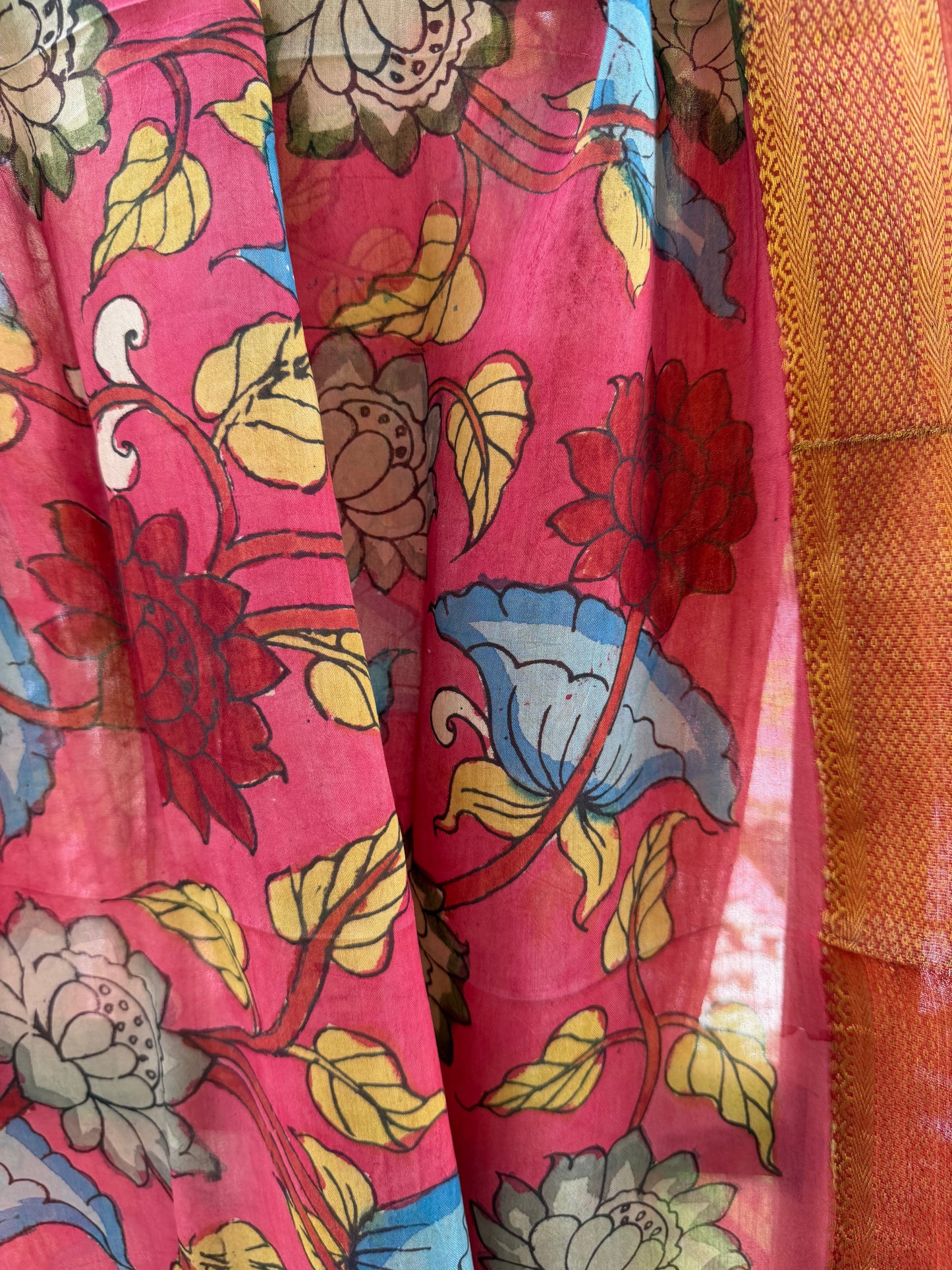 Bangalore silk penkalamkari dupatta